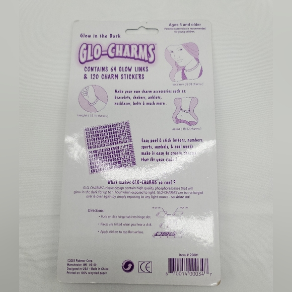 Glow-Charms Kit 64 Links + 120 Stickers Out Of Bounds Robmar Glow In The Dark - Picture 2 of 4